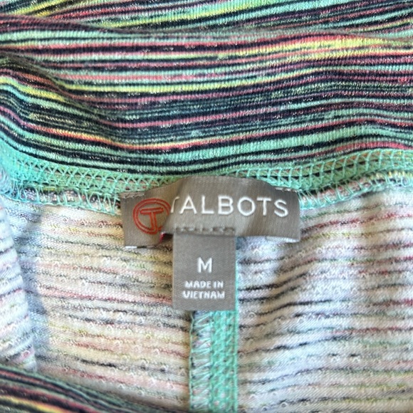 Talbots T by Talbots Sz M Long Sleeve Mock Neck Tee - Multi Color Stripe Design - Picture 7 of 8